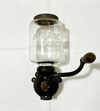 Antique Arcade Wall Mounted Coffee Grinder Mill Glass Jar Cast Iron Original picture