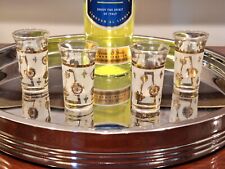 Set 4 Vintage Shot Glasses MCM Frosted and Gold Snowflake Stars ~EUC picture