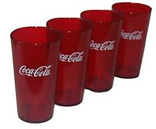 Coca Cola Logo Ruby Red Plastic Tumblers Set of 4-16oz (Coke) picture