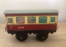 HORNBY O GAUGE 1950s M1 B.R 9798 LARGE LOOP PASSENGER COACH. Red/ Cream picture