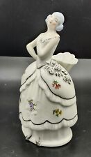 Vtg Porcelain Figural Elegant Lady in Crinoline Flower Vase Planter Germany picture