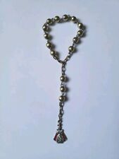 Vtg Brass Beads Rosary Chaplet 5 In Red Enamel Infant Child Of Prague Medal 3/4 picture