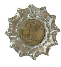 Vintage MCM Glass Ashtray Los Angeles City Hall Round Star Collectible Unique picture
