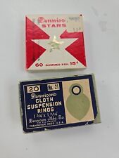 Lot of 2 Boxes Vintage Dennison's Gummed Gold Stars Cloth Suspension Rings picture
