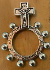 CRUCIFIX Finger Rosary Silver One Decade Healing ITALY picture