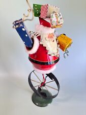 Tall Metal Santa Jiggly Santa Claus Riding Unicycle 15