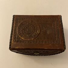 VINTAGE HAND TOOLED LEATHER TRINKET BOX picture