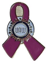 Cancer Ribbon UAW United Auto Workers Union Made Gold Tone Pink Enamel 2015 picture