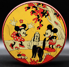Rare Advertising Walt Disney's Mickey Mouse Minnie Pluto Cat Tin 1930's - France picture