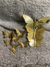 Vintage Lot Of 9 Gold Colored Brass Butterflies Wall Decor Boho picture