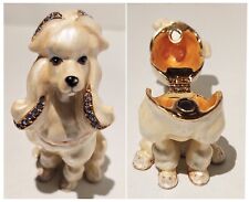 RUCINNI White/Gold French Poodle Dog Trinket Box Bejeweled w/Swarovski Crystals picture