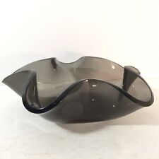 Vintage Lucite Plexiglass Bowl Acrylic w Polished Edges Black Dark Grey Gray picture
