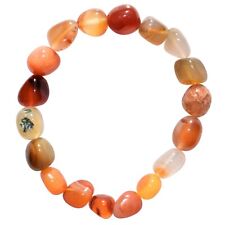 CHARGED Carnelian Agate (Riverbed) Crystal Bracelet Stretchy Tumble Polished  picture