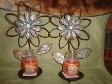 2 Metal Flower Sconces Candle Holders with Candles-Living Room-Dinning-Metal picture