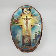 Vtg The Life of Christ Cross Art on Cut Wood Logo Wall Hanging Art Beautiful VG picture