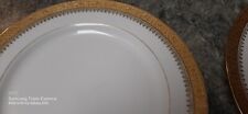 Jean Pouyat JP Limoges France  Dinner Plates set 3 Gold trim Handpainted picture