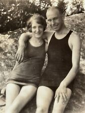 1Q Photograph Cute Couple Handsome Man Pretty Woman One Piece Bathing Suis 1920s picture