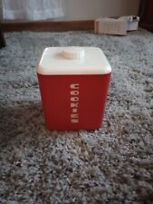 Vintage Red Lustro-Ware Rona Plastic Corp Cookies Canister, Part of a Set picture