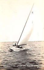 RPPC SAILING An Exciting Sport on Clear Lake Iowa Scow Sailboat c1940 Postcard picture