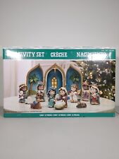   Christmas Baby Nativity Set 12 Pieces Table Top Hand Crafted Painted picture
