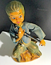 Vintage Tilso Hong Kong  Asian Boy Playing Flute Plastic Figurine Doll Music MCM picture