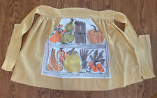 Vintage Vera Neumann Apron - Deep Pockets Cotton & Linen ~ Orange Yellow Taupe picture