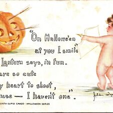 Halloween Cupid Shooting JOL With Arrow Artist Signed Julia Woodworth c1921 picture
