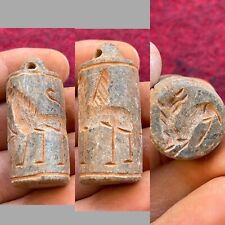 Wonderful Antique Near East Old Stone Cylinder Bead Seal picture