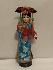 Vintage Chinese Doll Figurine Traditional Style with Cloth Face 10.5
