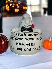 VTG Ganz Halloween Round Ghost Poem Cookie Jar picture