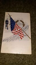 postmarked 1908 In Memoriam Soldier flag  Postcard Franklin 1902 series stamp  picture
