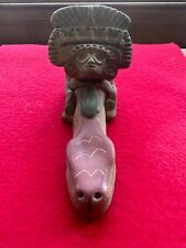 Rare Mayan Pre- Columbian Effigy & Aztec God Pipe  picture