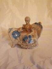 Dresden Victorian Porcelain Ceramic Lace Figurine Woman Sitting On Bench VTG picture