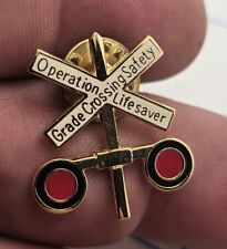 VTG Lapel Pinback Gold Tone Operation Lifesaver Grade Crossing Safety  picture
