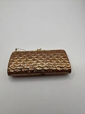 VTG  Gold Glitter Resin Clutch Purse Handbag Ornament Seed Bead Handle picture