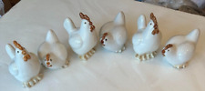 Fat 3 Hens Ceramic Glazed Pottery Chicken 3 Roosters Farm House Decor Hobbyist picture