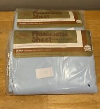 Flannelette Double Flat Fitted Bed Flannel Sheet Blue Vintage Bibb Cotton picture