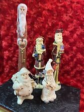 Santa Claus Lot Figurines Ornaments   Porcelain Resin  & Other All Five In Pic picture