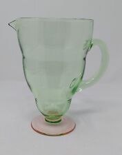 Vintage Tiffin Watermelon Green Pitcher With Pink Foot picture