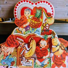 Original 1950s Vintage Valentine Cards, Set of 7 Small Cards Anthropomorphic picture