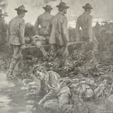 CUBA SANTIAGO WOUNDED SOLDIERS SPANISH AMERICAN WAR MILITARY ART PRINT 1900 picture