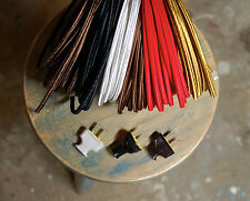 8' Flat 2-Wire Cloth Covered Cord & Plug, Vintage Light Lamp Rewire Kit, Rayon picture