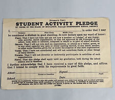 Dallas Texas 1950’s Student Activity Pledge Dallas Independent School District  picture