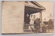 c1909 Postcard Residence People Standing On Porch Pose Rppc Union City IN picture