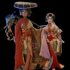 Pair Of Vintage Japanese Geisha Traditional Dress Dolls 17