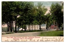 1906 Town Hall, First Church & Hall,  Common, Templeton, MA Postcard picture