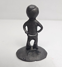 Vintage Pewter People By Hunter Figurine Sculpture Boy w/ Hands on Hips Signed picture