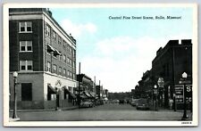 Rolla Missouri~Central Pine Street~Scott Drug Store~1942 CT Blue Sky Postcard picture