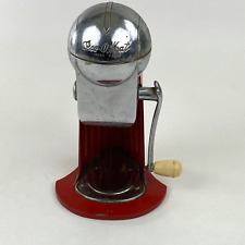 Vintage Rival Mfg Ice-O-Matic Ice Crusher Hand Crank Metal Red Chrome Made USA picture