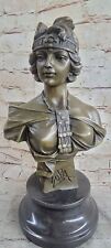 French Bust Beautiful Woman by Villanis Hot Cast Bronze Medium Home Artwork Sale picture